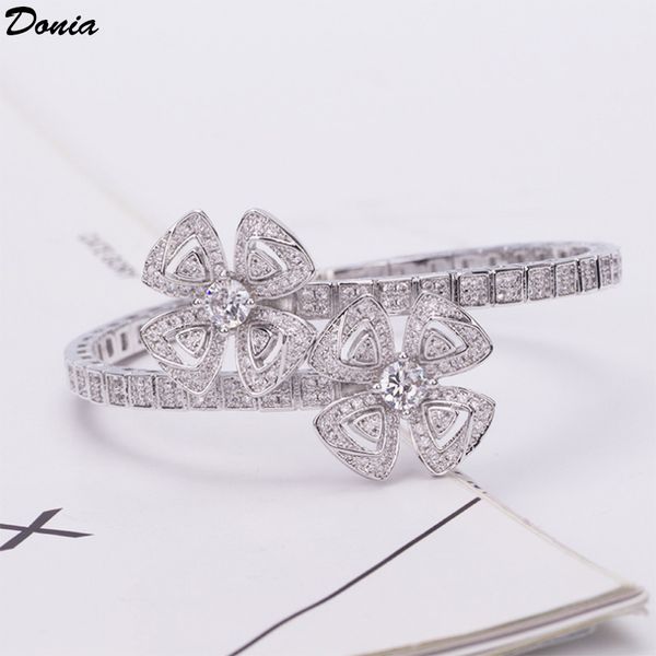 

donia jewelry party euro american fashion card series flower classic micro inlaid zirconia bracelet women's bracelet birthday christmas, Black