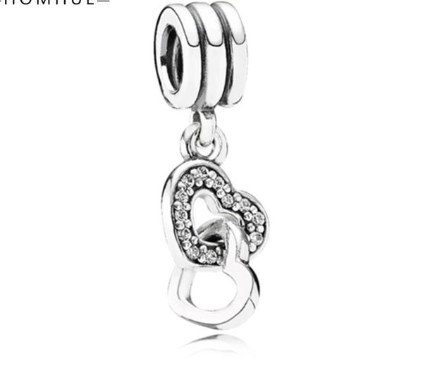 

fits pandora bracelets 20pcs double heart crystal locker key dangle silver charms fits pandora charms bracelet beads for jewelry making 925, Black