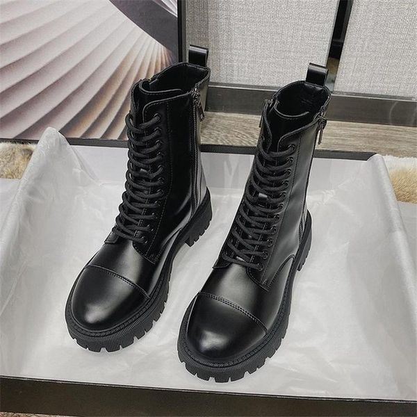 

boots women's shoes women autumn ankle lace up fashion ladies winter punk platform female footwear, Black