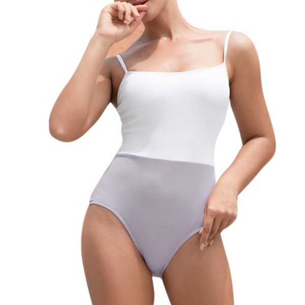

one-piece suits a5kc womens swimsuit spaghetti strap square neck monokini color block patchwork padded bikini ribbed triangle