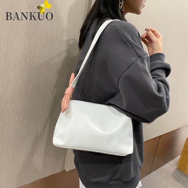 

bankuo handbags for women pu leather solid color zip shoulder bags girl's bow crossbody bag daily casual fashion handbags z199