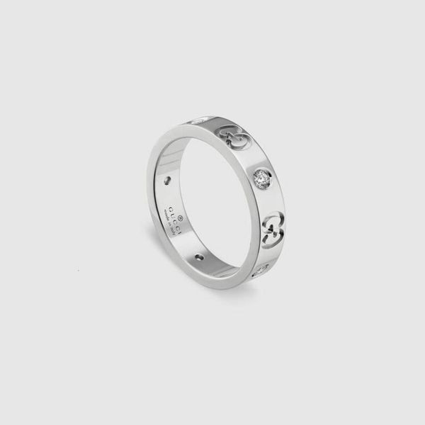 

ring gujia shuangg 18k white gold single diamond fashion trend couple pair straight, Silver