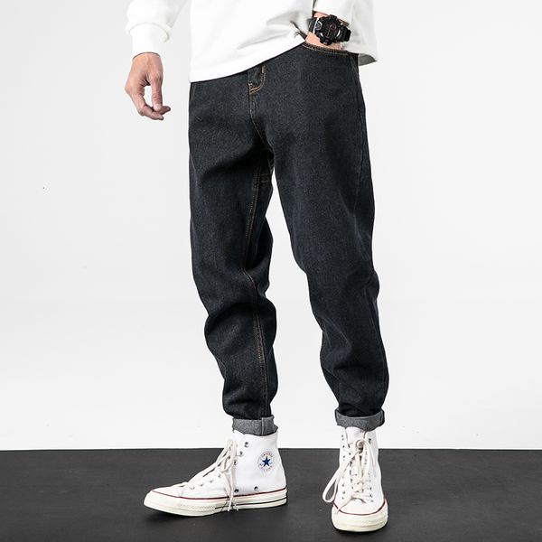 

2021 new fashion streetwear men jeans loose fit wide leg baggy trousers japanese vintage designer cotton denim harem pants 77wn, Blue