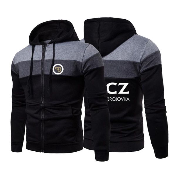 

men's hoodies & sweatshirts cz ceska zbrojovka czech firearms 2021 spring autumn classic mens custom zipper sweatshirt splicing, Black