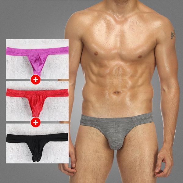 

4pcs underwear men briefs low waist briefs boys panties large sac men's thong solid color underpants male, Black;white
