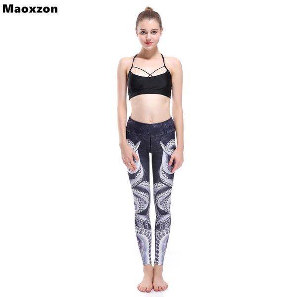 

women's leggings maoxzon women ocs printed super elastic beauty fitness bodycon female slim workout jogger skinny pencil pants, Black