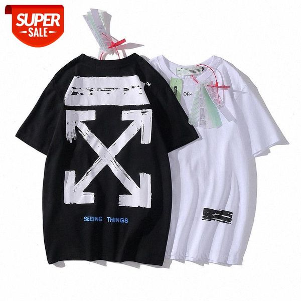 

whit basic arrow print loose casual round neck short sleeve #v33t, White;black