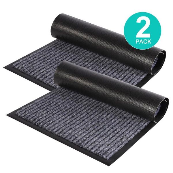 

cushion/decorative pillow 2-pack striped door floor mat - indoor outdoor rug entryway welcome mats with rubber backing for shoe scraper, 43*