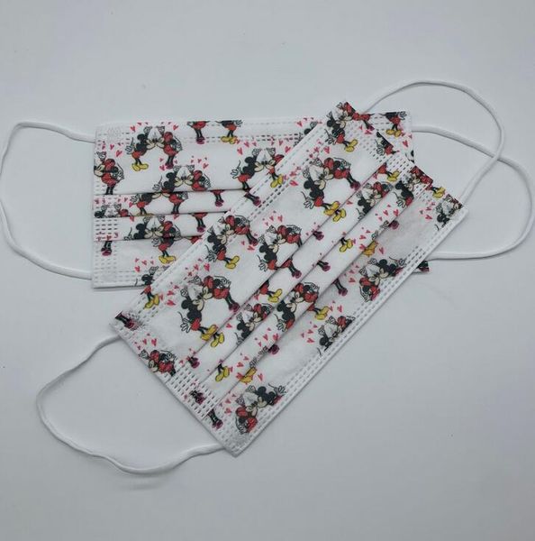 

cartoon print disposable face mask pbt melt-blown nonwoven mask elastic ear loop 3 layers breathable anti-dust air anti-pollution masks