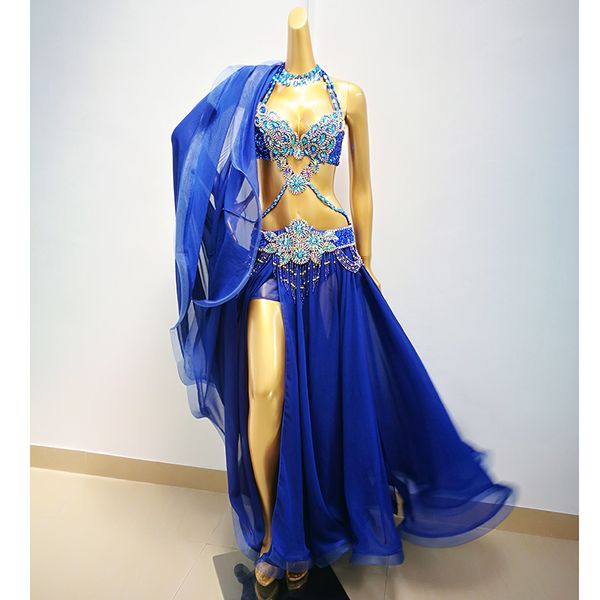 

professional belly dance costumes ladies crystal oriental dance set bellydance bra long skirt suit outfits for women&girls, Black;red