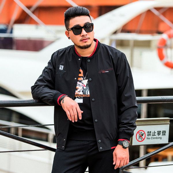 

short large size jacket mens spring and autumn plus-sized size trendy korean casual all-matching plus-sized coat autumn, Black;brown