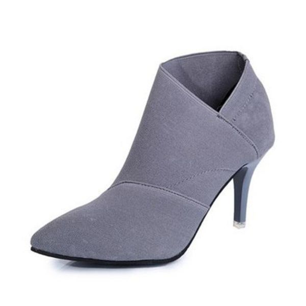 

boots 2021 spring and autumn fashion women's booties pointed large size stretch cloth stiletto high heels, Black
