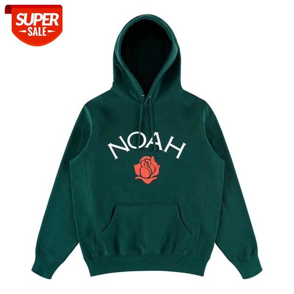 

casual cotton noah hoodie couple streetwear thick rose print green splicing embroidery noah pullover sweatshirts #iy0o, Black