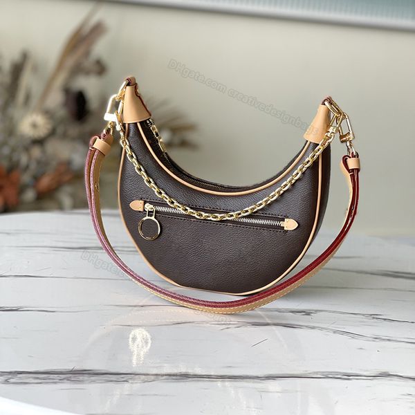 

bags shoulder woman handbag presbyopia leather chain half moon crescent semicircle dumplings curved pea printing ladies messenger bag wallet