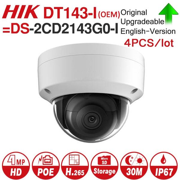 

cameras hikvision oem ip camera dt143-i = ds-2cd2143g0-i 4mp network dome poe h.265 cctv sd card slot