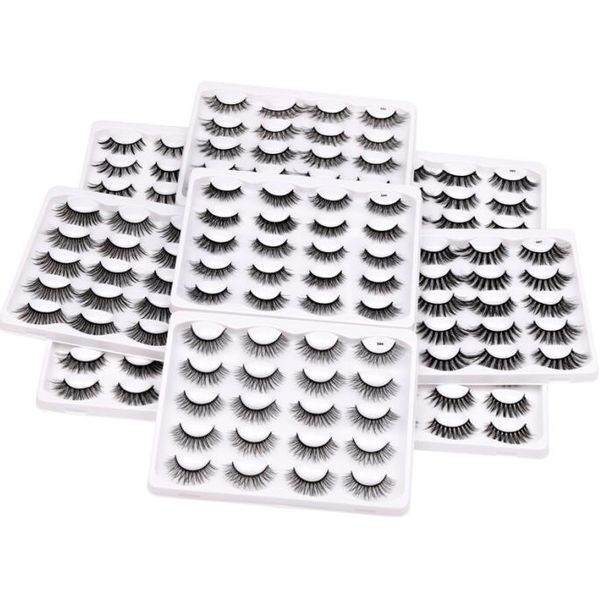 Crisscross Natural Espesso Eyelashes Falsos Extensões 10 Piars Set Reusável Mão Feito Falso Cílios Full Strip Lashes 11 Modelos DHL