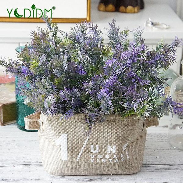 

decorative flowers & wreaths 7 fork plastic oil citrus leaf simulation flower artificial green plant wall home stage decoration