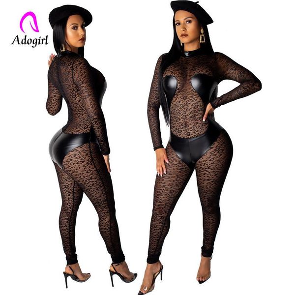 

women's jumpsuits & rompers lace jumpsuit women bodycon summer patchwork club womens see through overalls feminino playsuit, Black;white
