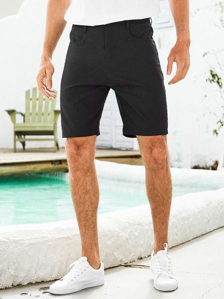 

men slant pockets bermuda shorts s6zl#, Black