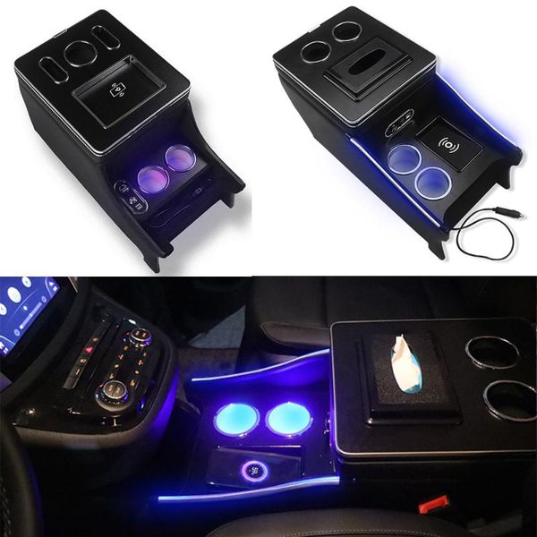 

car organizer for - vito v260 armrest storage box with ambient light central wireless charging viano