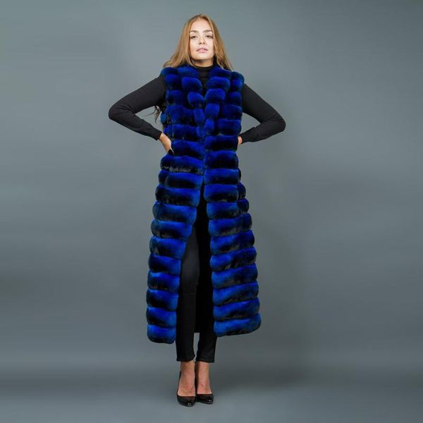 

women's fur & faux waistcoat women natural rex vest 2021 autumn winter warm fitted overcoat, Black