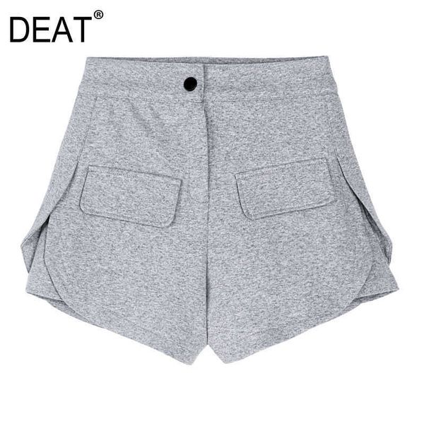 

[deat] summer fashion high waist solid color split fork a-line loose casual women wide leg shorts 13q081 210527, White;black