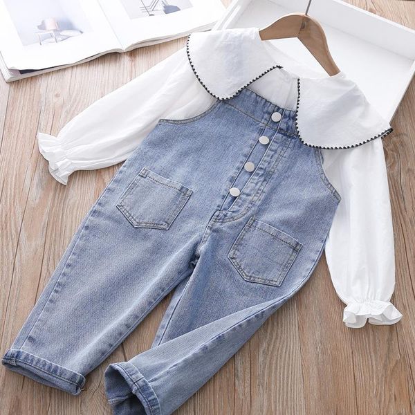 

spring 2021 baby girls denim overall pants, Blue