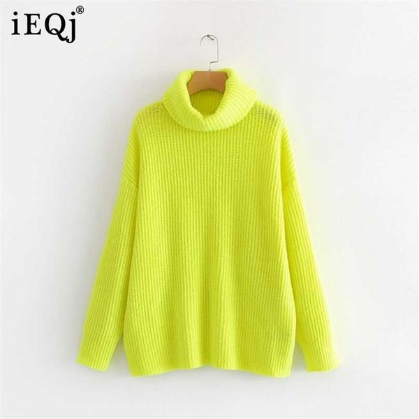 

[ieqj] autumn and winter pattern turtleneck collar long sleeve solid knitting pulloveres casual sweater women 19c-a117 211011, White;black