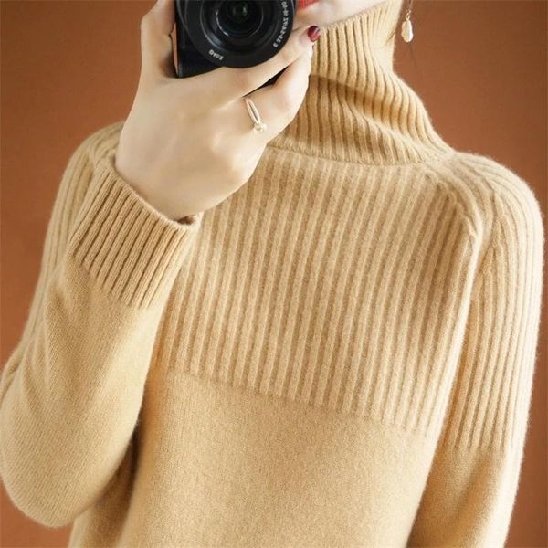 

2021 new autumn and winter clothing ladies new cashmere sweater women knit sweater fashion turtleneck loose, White;black