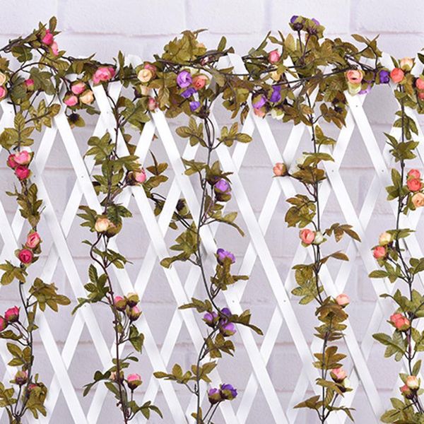 

2.2m hanging garland artificial flowers for wedding home decoration silk flower european fall rose fake leaf plants floral decor