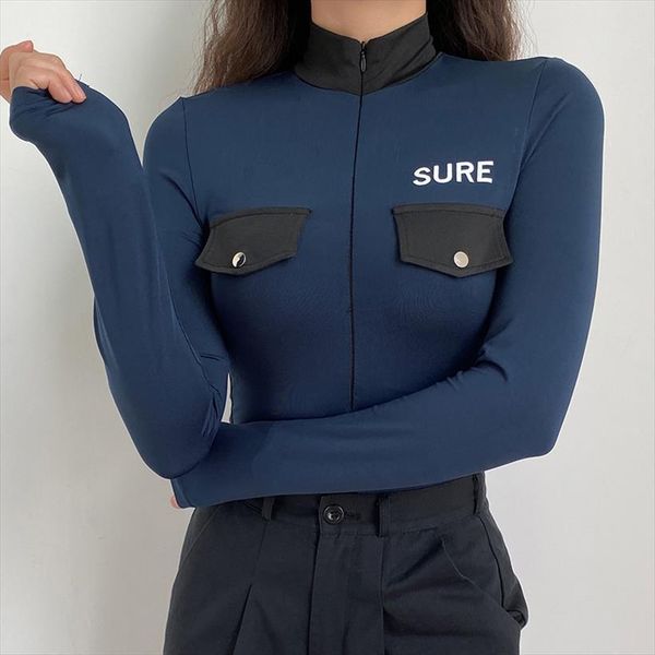

patchwork turtleneck y2k bodysuit women rompers fashion fall winter long sleeve warm slim body bodycon jumpsuit, Black;white