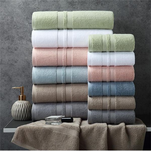 

towel 100% cotton bath 70*140cm absorbent towels solid color soft face hand shower for bathroom