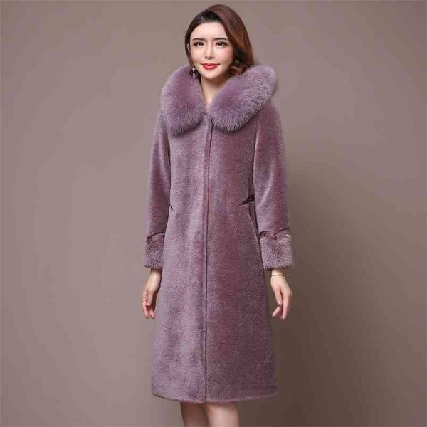 

haining particles sheared sheep long coat whom the fur compound fur coat 210816, Black