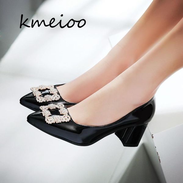 

dress shoes kmeioo fashion women shallow mouth thick heel classic zapatos mujer tacon zapatillas verano 2021, Black