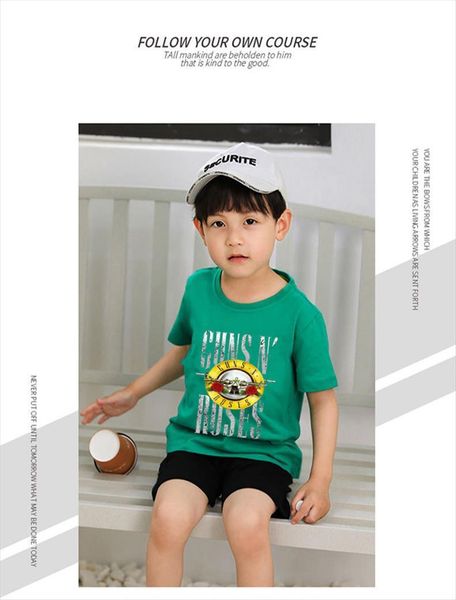 

baby kids cartoon birthday print t shirt children guns and roses shirts funny present, Blue