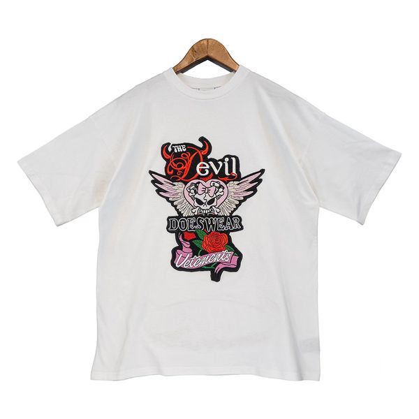 

22ss t shirt embroidery men women tee slightly oversize short sleeve, White;black