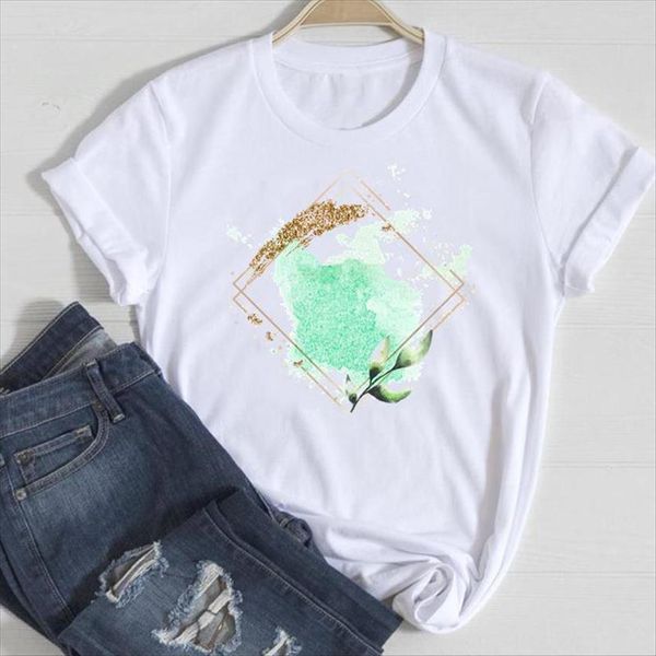 

short sleeve beach watercolor fashion womens cartoon summer tshirts clothes graphic lady print tee shirt, White
