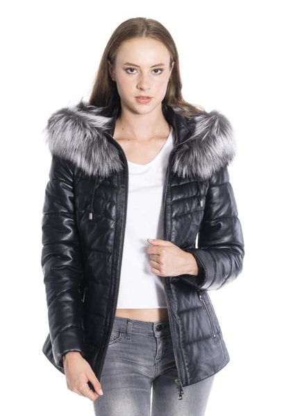 

women's leather & faux women winter jacket genuine real coat lambskin female parka, Black