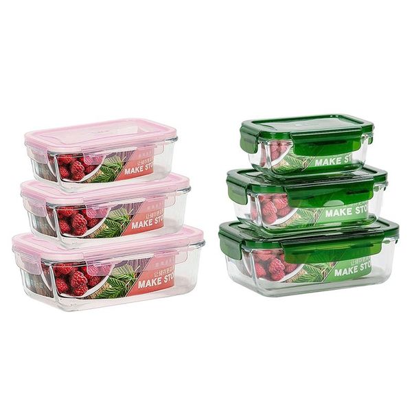 

3 pcs microwave oven heating lunch box for worker with lid seal box