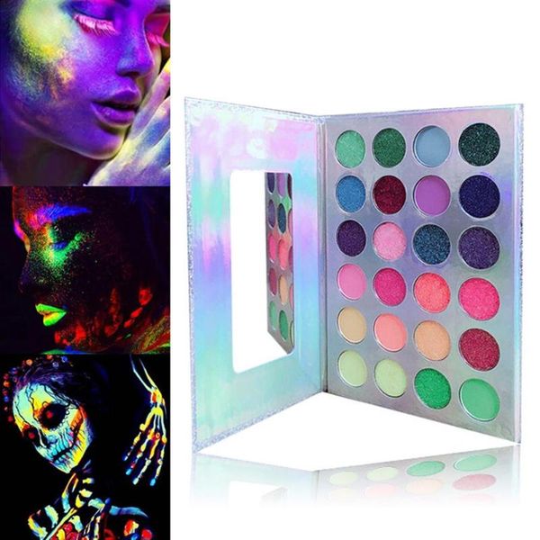 

eye shadow 24 colors eyeshadow palette neon glitter-matte glow in dark makeup halloween party clubbing fluorescent shadows quality