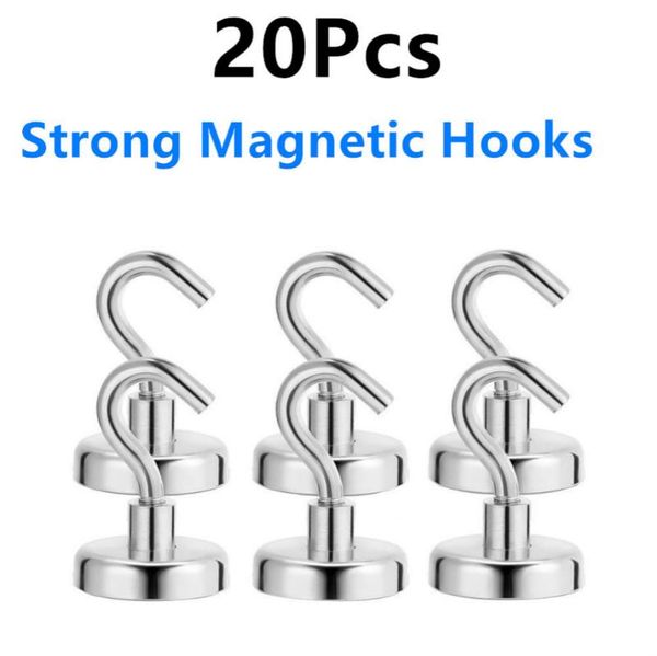 

hooks & rails strong magnetic 20pcs heavy duty wall hanger key coat cup hanging for home kitchen storage organization