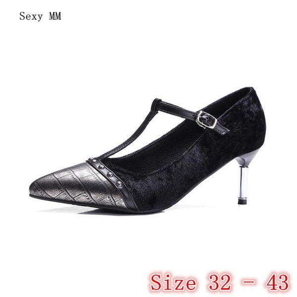 

dress shoes high heels women heel pumps stiletto woman party wedding kitten small plus size 32 33 - 40 41 42 43, Black