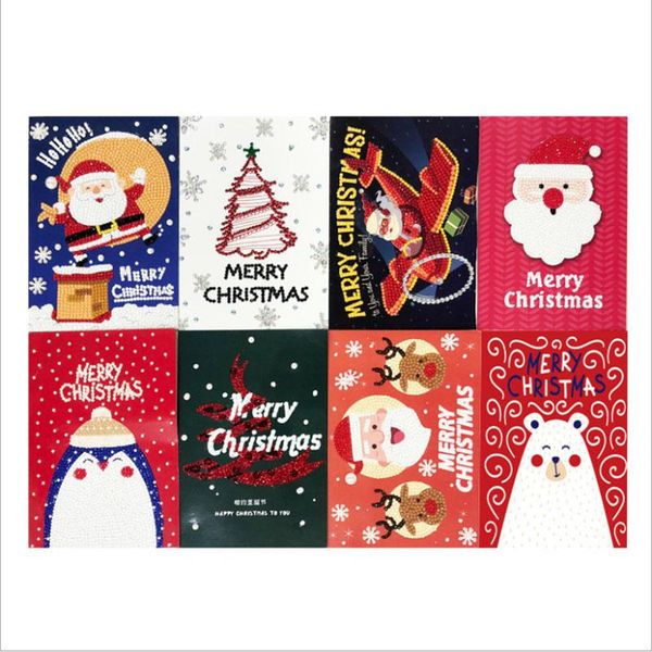 

greeting cards 8pcs christmas diy diamond painting paper card mosaic santa claus postcards embroidery art kits birthday gift