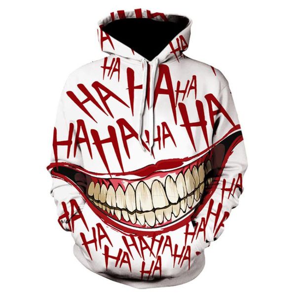 

men's hoodies & sweatshirts couples wear a big mouth 3d alphabetic print hoodie style casual fashion match, Black