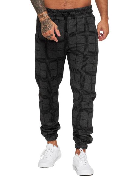 

men's pants spring and autumn men plaid trousers printing joggers hip hop streetwear sweatpants for fashion loose casual, Black