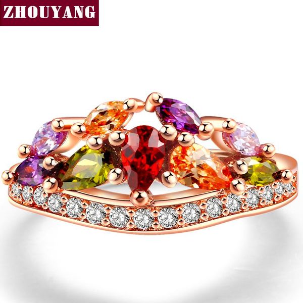 

wedding rings rose gold color bijoux fashion ring multicolor crystal inlay jewelry for women as chirstmas gift zyr489, Slivery;golden