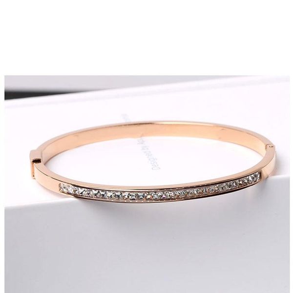 

bangle simple gypsophila steel titanium bracelet rose gold cold wind jewelry, Black