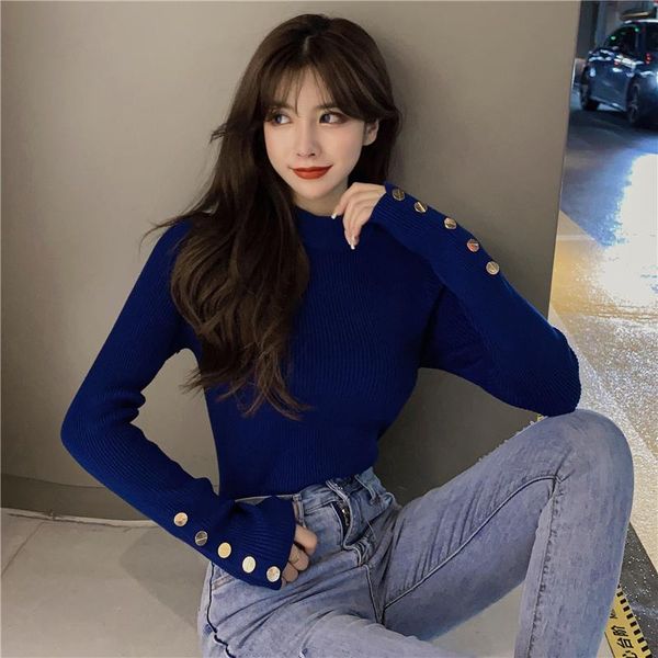 

women's sweaters knitted bottoming shirt fashion western style autumn and winter slim-fit sweater tight-fitting inner long-sleeved top, White;black