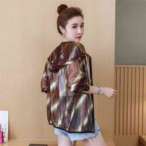 

women's short jacket fashion spring summer long sleeve hooded thin loose cardigan streetwear woman coat casual outwear 210525, Black;brown