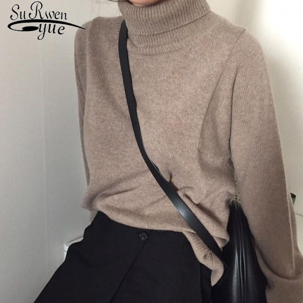 

women's sweaters elegant plus size pull femme sweater women autumn winter turtleneck jumper knitted pullover 6339 95, White;black